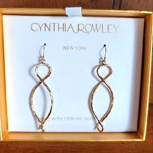 Cynthia Rowley Gold Dangle Hoop Swirl Earrings